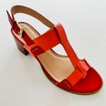 Anthropologie  Pyramidis Coral Color Block Heel Leather Sandal Euro 40 US 9 NEW Photo 1