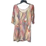 Gemma 100% Silk Dress Oversized XS Drawstring Waist Colorful‎ Short Slv #Q9 Photo 1