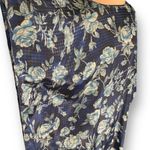 Vintage 90s Kaftan Maxi Dress Navy Blue Dark Floral Rose Houndstooth Satin OS Size undefined Photo 4