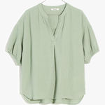 Madewell Lightspun Bubble-Sleeve Popover Shirt in Frosted Sage - Size - XS Photo 0