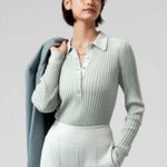 Athleta  L Aqua Blue Ribbed Long Sleeve Sweater Photo 1