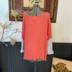 Free People  Retro Star Lightweight Oversized Coral Henley Tee - Sz M 💛🎀 Photo 6