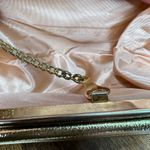 Vintage Gold Clutch Prom Purse Pocketbook 10" Kiss Lock Chain Strap Satin Glam Photo 6