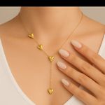 Antian Accessories™ Golden Heart Cascade Lariat Necklace Gold Photo 1