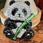 Panda Brooch with Crystals & Faux Pearls Photo 0