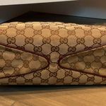 Gucci Vintage Monogram GG Canvas Brown Leather Tote Bag Shoulder Purse 2123 Photo 5