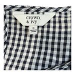 Crown & Ivy ‎ Gingham Dress Bow Sleeve Keyhole Back Casual Black White Size Small Photo 6