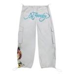 Ed Hardy  light gray poplin pants bird graphic punk women's size small new Photo 1