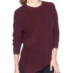 Athleta  Rest Day Crew Neck Sweater Cotton Silk Burgundy Purple Asymmetrical S Photo 0