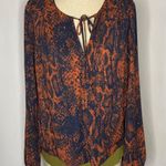 CAbi Border Wrap Snake Skin Print Navy-Rust Photo 3