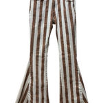 Saints & Hearts Size L Flare Pants • Brown/White Stripes • Fringe Hem Boho Brown Photo 0