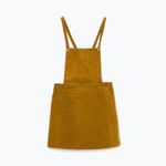 ZARA Brown Corduroy Sleeveless Square Pinafore Velvet Velour Mini Overall Dress Photo 8