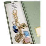 Atterri Bag Charm Stone Fresh Water Pearl Religious Cross Evil Eye Key Ring New Gold Photo 1