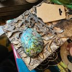 Large Mermaid Abalone Shell Necklace On Stainless Steel 20" Rounded Box Chain Green Photo 1