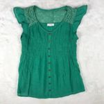 MINE Green Lace Back Babydoll Top Size Medium Photo 1