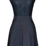 Lady Style Women's Black Faux Feather Lace Fit & Flare Back Zip Dress Sexy Sz M Size M Photo 0