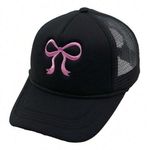 • NEW Bow embroidered black and pink trucker hat Photo 0