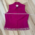 Vision Apparel Pink Silk Button Down Sleeveless Top with Sequin Details Size 12 Photo 11