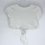 Zaful Ribbed V-Neck Short Sleeve Cropped Top White Size 8 Photo 3