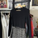 Theory  Long Sleeve Knit Tweed Combo Mini Dress Black Multi Photo 5