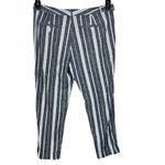 Banana Republic  SZ 12 Avery Ankle Pants Striped Linen Blend Stretch Pockets Photo 3