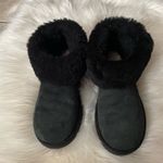 UGG  CLASSIC MINI FLUFF BLACK SUEDE SHEEPSKIN CUFF BOOTS  Photo 8