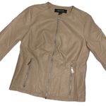 Kenneth Cole Reaction Nude Vegan Leather Bomber Jacket Tan Photo 2