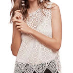 Deletta Anthropologie  Medium Lacework Top White‎ Sheer Sleeveless Cami Tank 1163 Photo 0