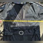 Symphony Shimmer Belted Asymmetrical Flare Hem V-neck Dress Black/Silver Size 2X Photo 9