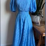 Vintage 70s Prairie Dress Blue Puff Sleeve Floral ILGWU Union Made Size M Photo 0