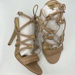 Ivanka Trump leather strappy tan high heels women Size 9M Photo 4