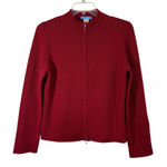 WHITE + WARREN Red 100% Cashmere Red Long sleeve zip front sweater top XL Photo 0