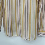 Loft Mustard Yellow Stripe Popover Top Lightweight Beachy Long Sleeve Size L Photo 7