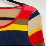 Plenty By Tracy Reese  Red Yellow Striped Ribbed Knit Dress Knee Length XS Photo 4
