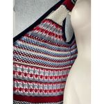 Red White Blue‎ Boho Striped Knit Fringe Vest Women’s M Open Front Layering Size M Photo 6