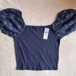 American Eagle NWT AE Crop Floral Puffer Top Photo 0