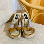 L.E.I  vintage y2k slide on woven pastel colors front bow tie wedges sandals shoes Photo 1