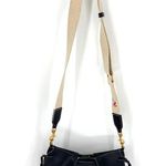 ZARA Faux Leather Pleated Crossbody Bag Black with Canvas Strap Black Photo 0