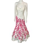 Ellie Wilde  Mon Cherie‎ White Pink Floral Embroidered Mermaid Prom Dress Photo 4