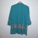 EGO  LP Kurta Smocked Cotton Dress Petite in Turquoise Gold Paint Petite Photo 9
