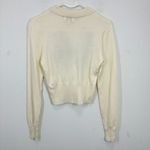 Unique Vintage  Size Medium Cream Sweater Peter Pan Collar Sequined Peacock Retro Photo 6