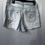 easel  Denim Distressed Frayed Edge Shorts animal print stars size medium, NWT Photo 10