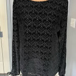 Talbots ‎ Black Velvet Burnout Damask Tie Sleeve Witchy Whimsigoth Top Photo 0