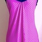Pink/Purple Slip Chemise Nightgown: Tiny Black Polka Dots Pattern, Stretch,Sz. S Photo 0