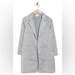 MELLODAY  Plaid Notch Lapel Open Front Trench Coat in Gray Plaid Small Photo 3