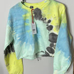 Urban Outfitters BDG Tye Dye Cropped Sweatshirt Crew Neck Blue Yellow NEW NWT Photo 3