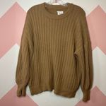 Aerie  Tan Rib Knit Scoop Neck Long Sleeve Sweater Fall Winter Cozycore Size XXS Photo 3