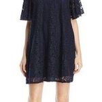 Nanette Lepore Blue Lace Cold Shoulder Mini Dress Photo 0