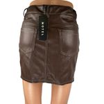 Urban Outfitters NEW  Motel Brown Faux Vegan Leather Mini Pencil Bodycon Skirt S Photo 2