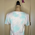PINK - Victoria's Secret Victoria’s Secret PINK Cropped Light Blue, Lavender & White Tie Dye Shirt Sz M Photo 6